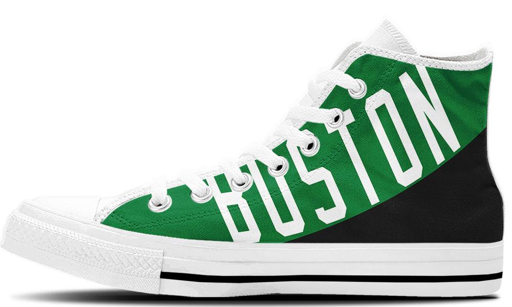 Ideafootwear Boston Celtics High Top Canvas Sneakers Shoes For Men And Women