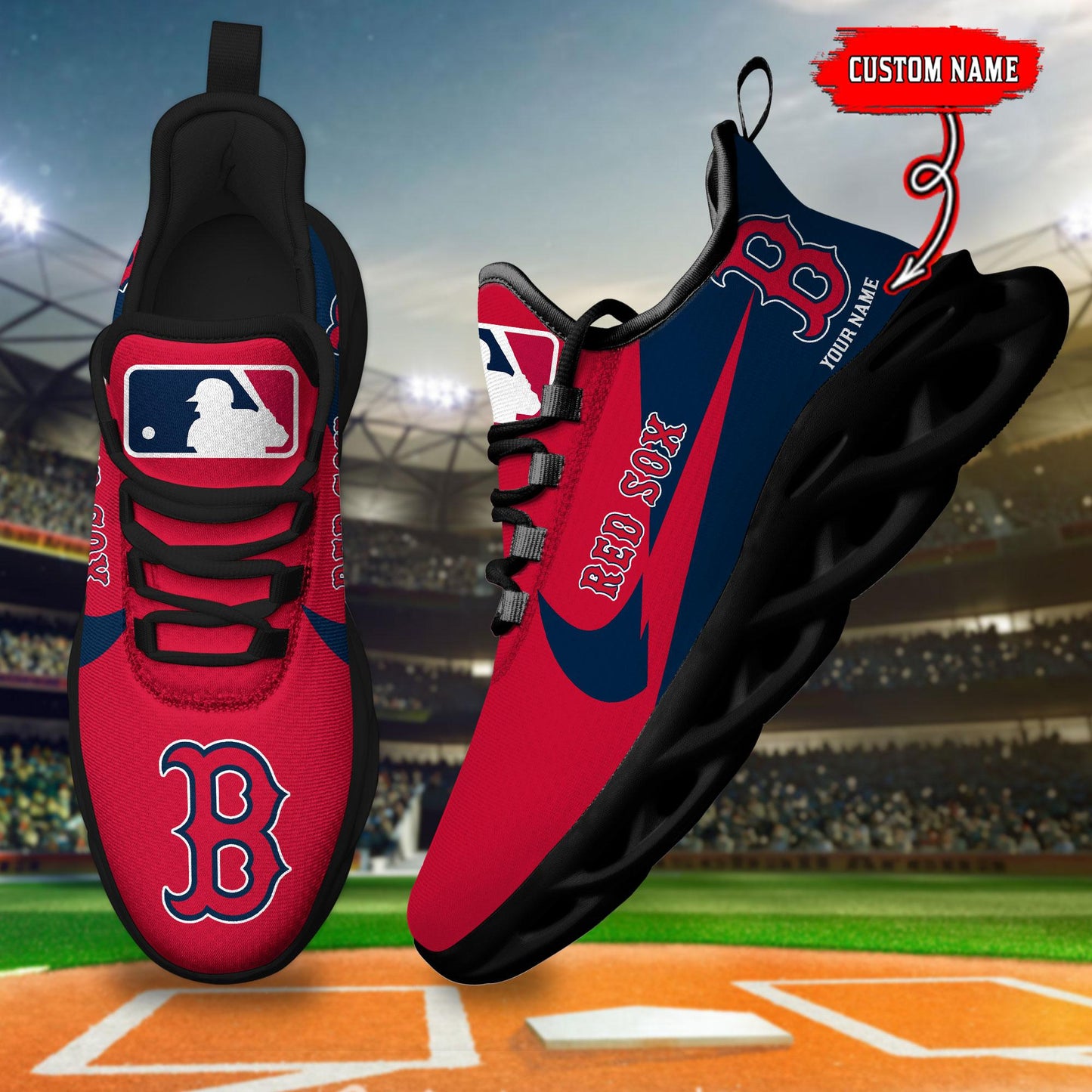 Ideafootwear Boston Red Sox Max Soul Shoes Sneakers For Men And Women