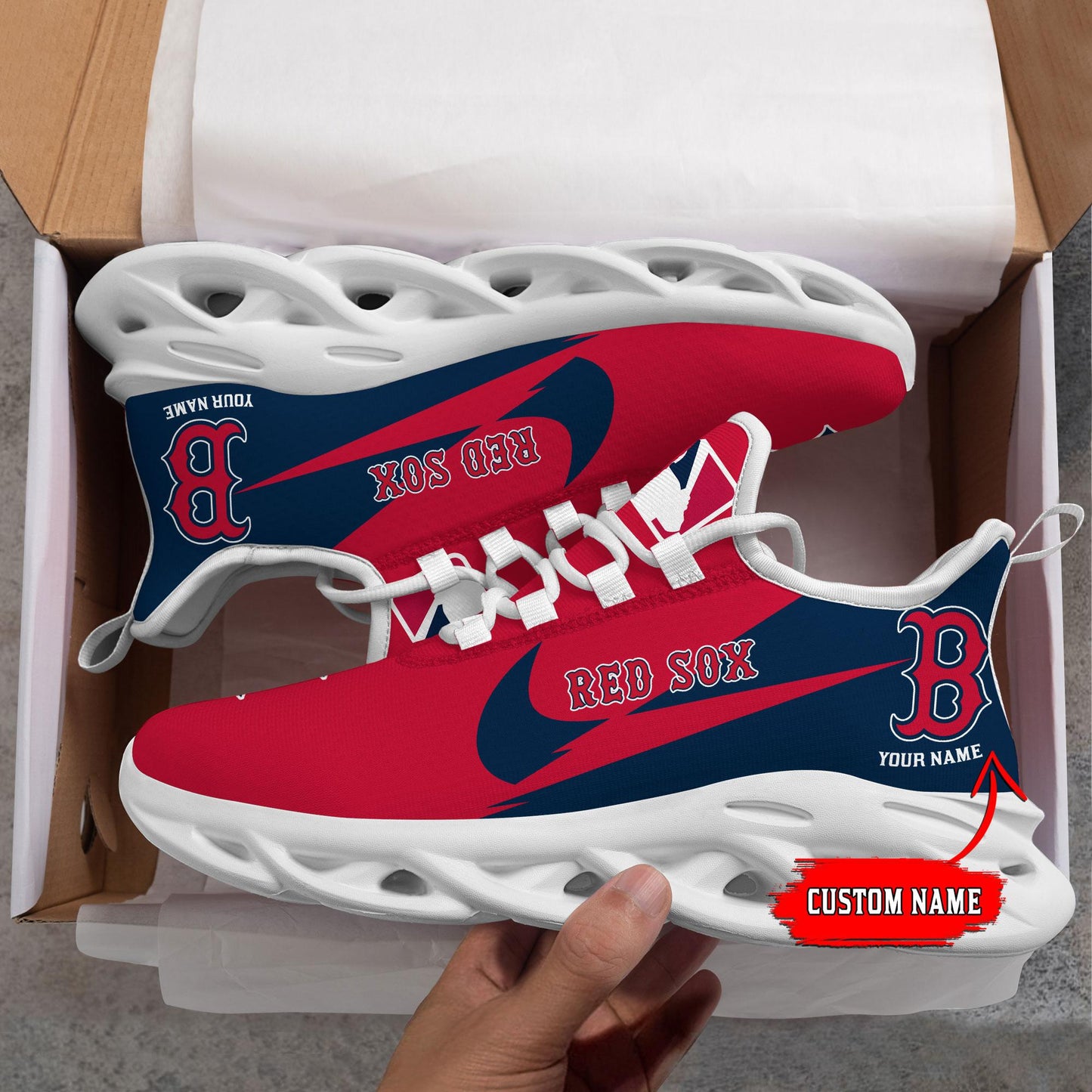 Ideafootwear Boston Red Sox Max Soul Shoes Sneakers For Men And Women