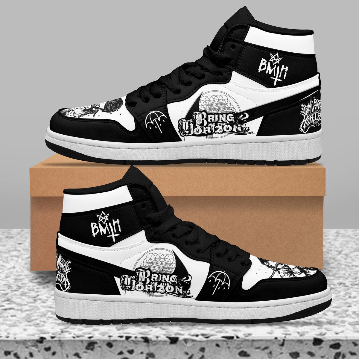 Ideafootwear Bring Me The Horizon AJ1 High Sneakers Shoes For Men And Women