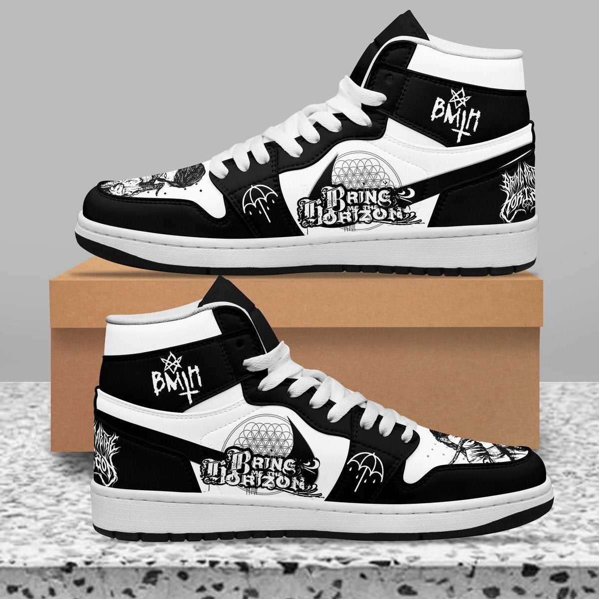 Ideafootwear Bring Me The Horizon AJ1 High Sneakers Shoes For Men And Women