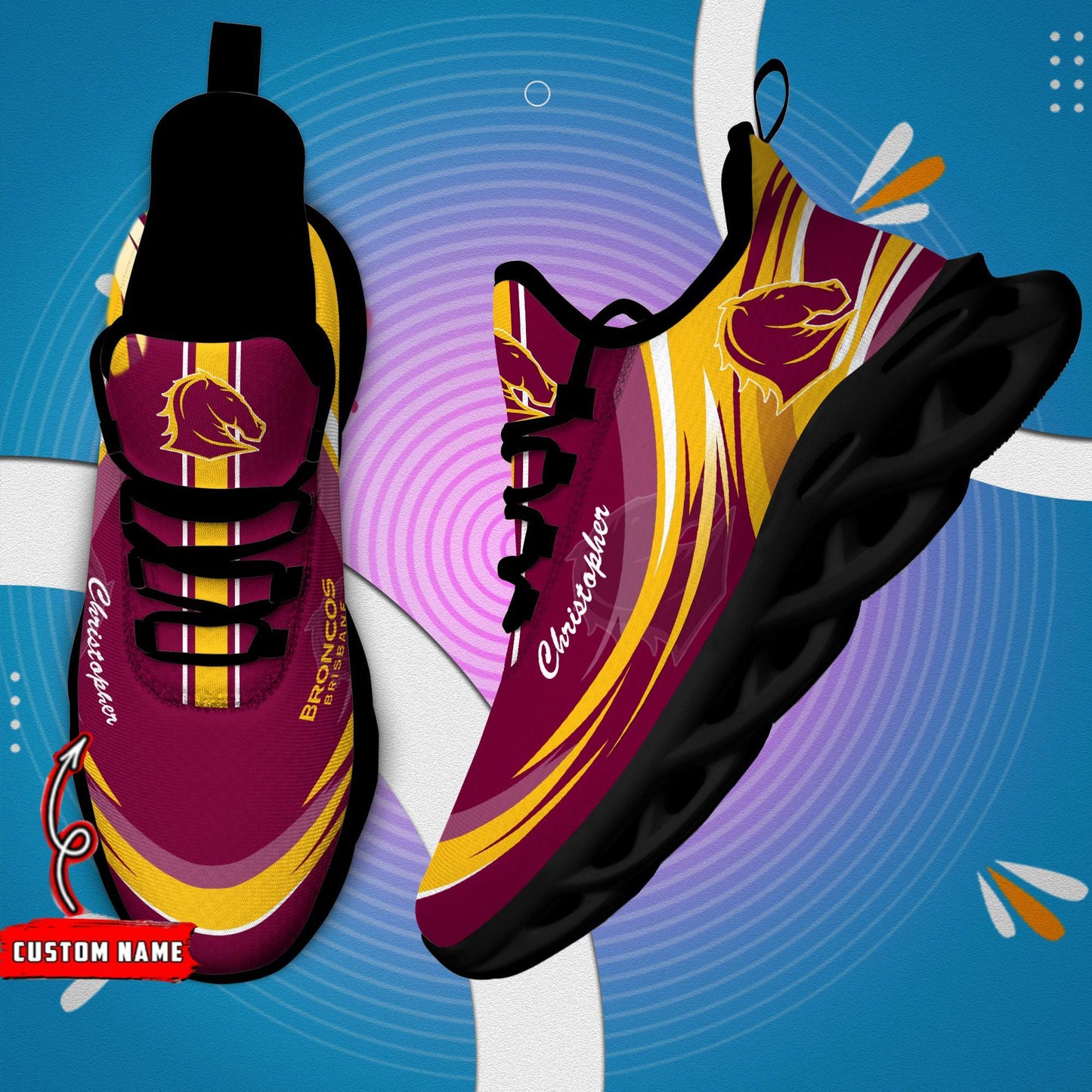 Ideafootwear Brisbane Broncos Max Soul Shoes Sneakers For Men And Women