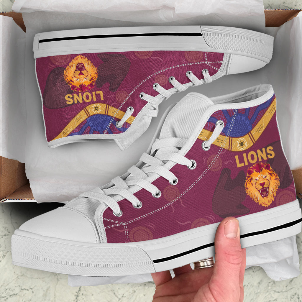 Ideafootwear Brisbane Lions High Top Canvas Sneakers Shoes For Men And Women