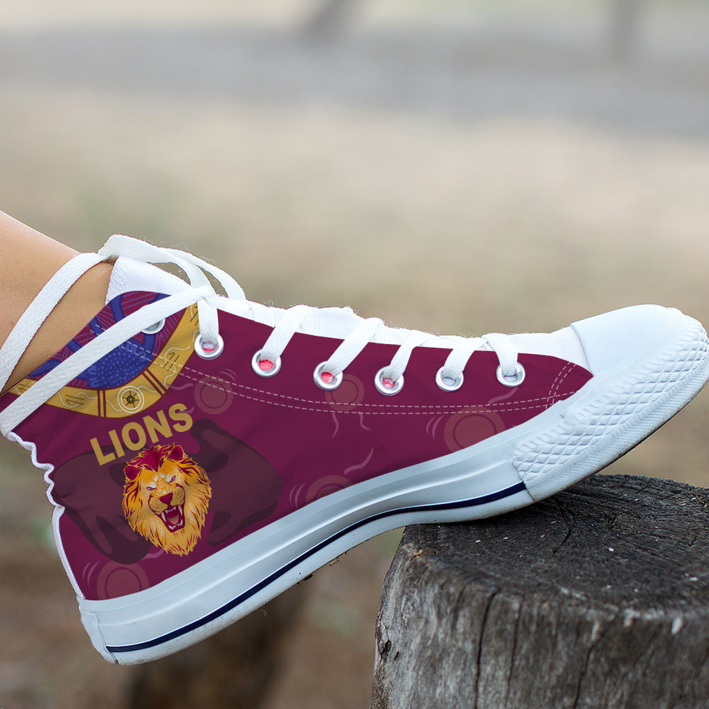 Ideafootwear Brisbane Lions High Top Canvas Sneakers Shoes For Men And Women