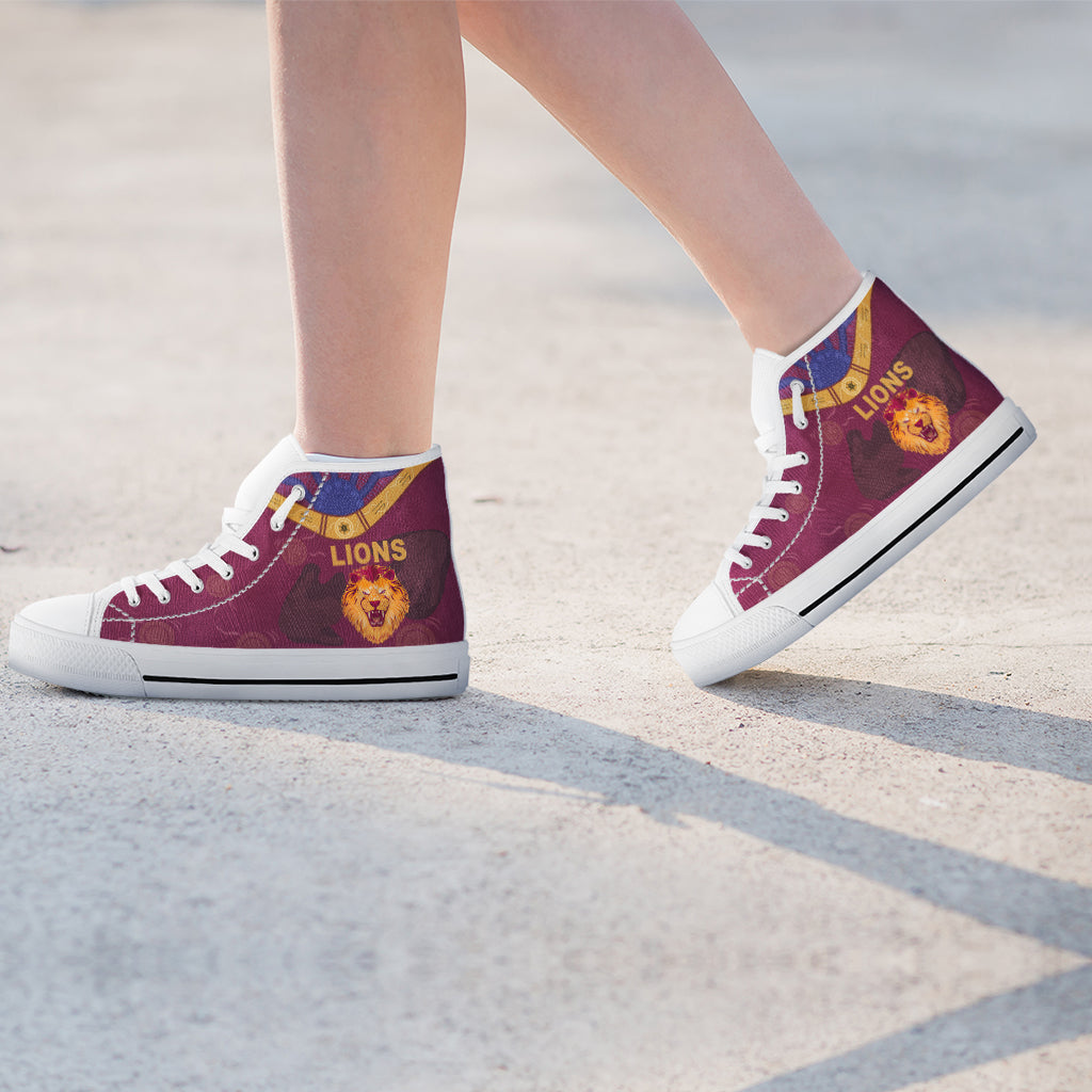 Ideafootwear Brisbane Lions High Top Canvas Sneakers Shoes For Men And Women