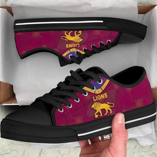 Ideafootwear Brisbane Lions Low Top Canvas Sneakers Shoes For Men And Women