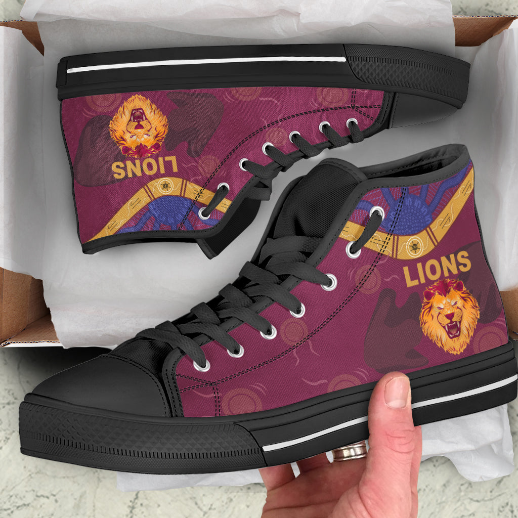 Ideafootwear Brisbane Lions High Top Canvas Sneakers Shoes For Men And Women