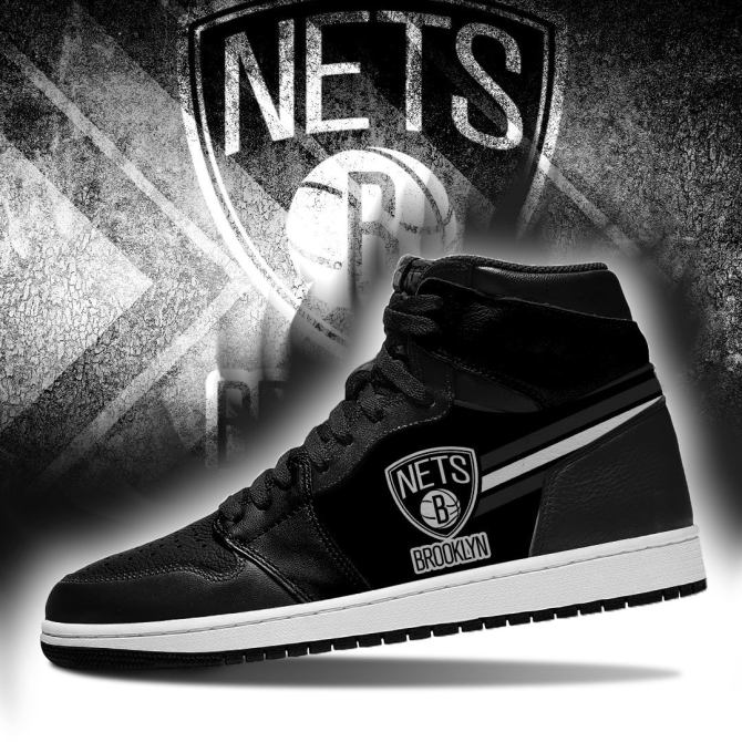 Ideafootwear Brooklyn Nets NBA AJ1 High Sneakers Shoes For Men And Women