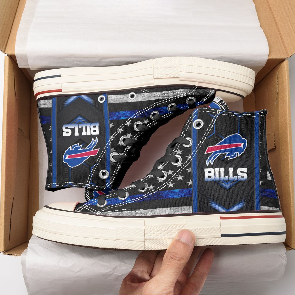 Ideafootwear Buffalo Bills High Top Canvas Sneakers Shoes For Men And Women