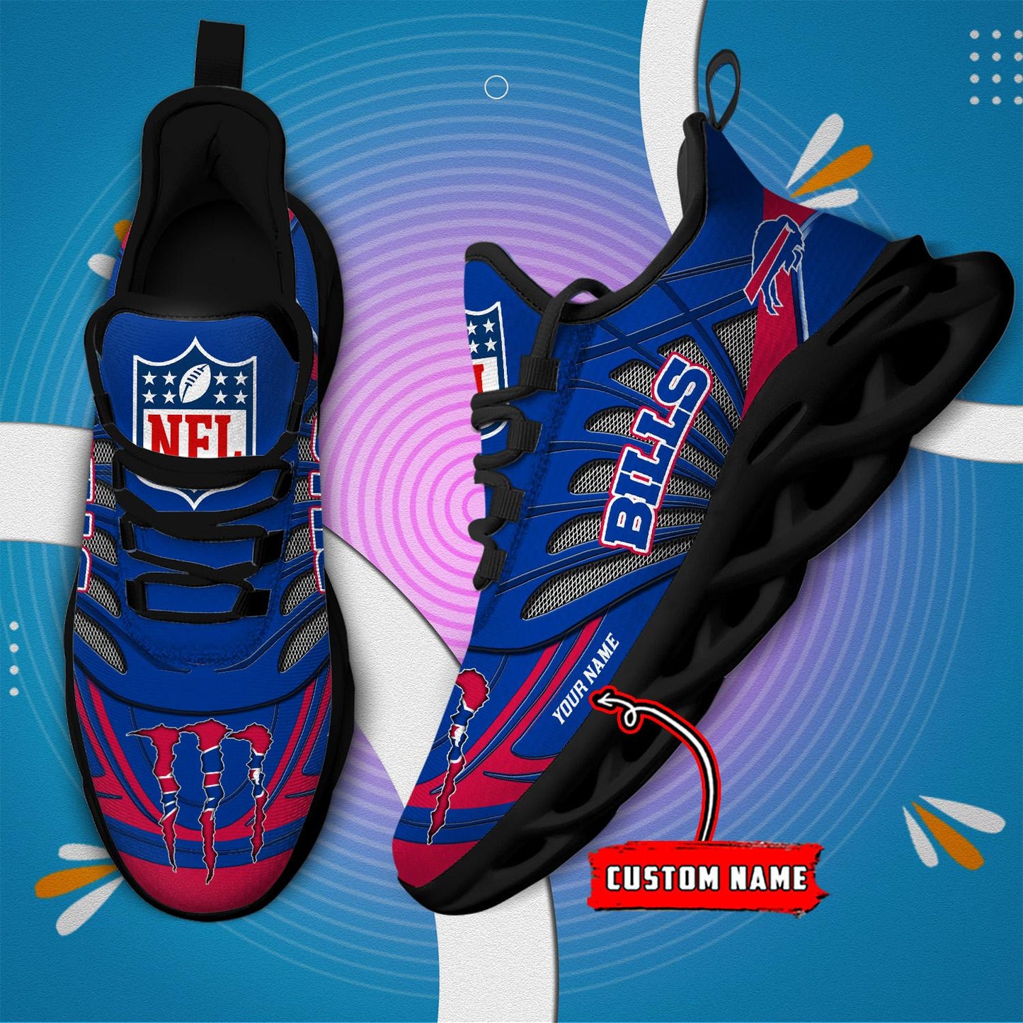 Ideafootwear Buffalo Bills Max Soul Shoes Sneakers For Men And Women