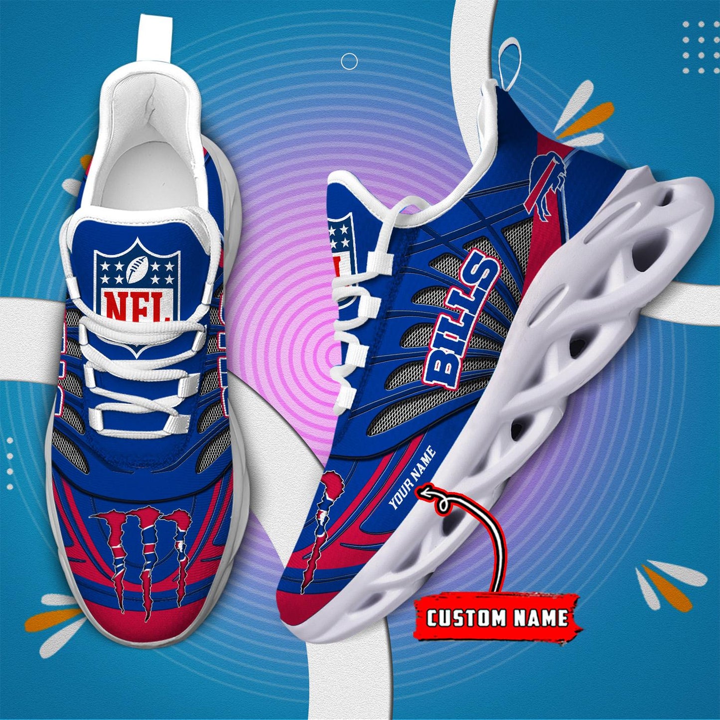 Ideafootwear Buffalo Bills Max Soul Shoes Sneakers For Men And Women