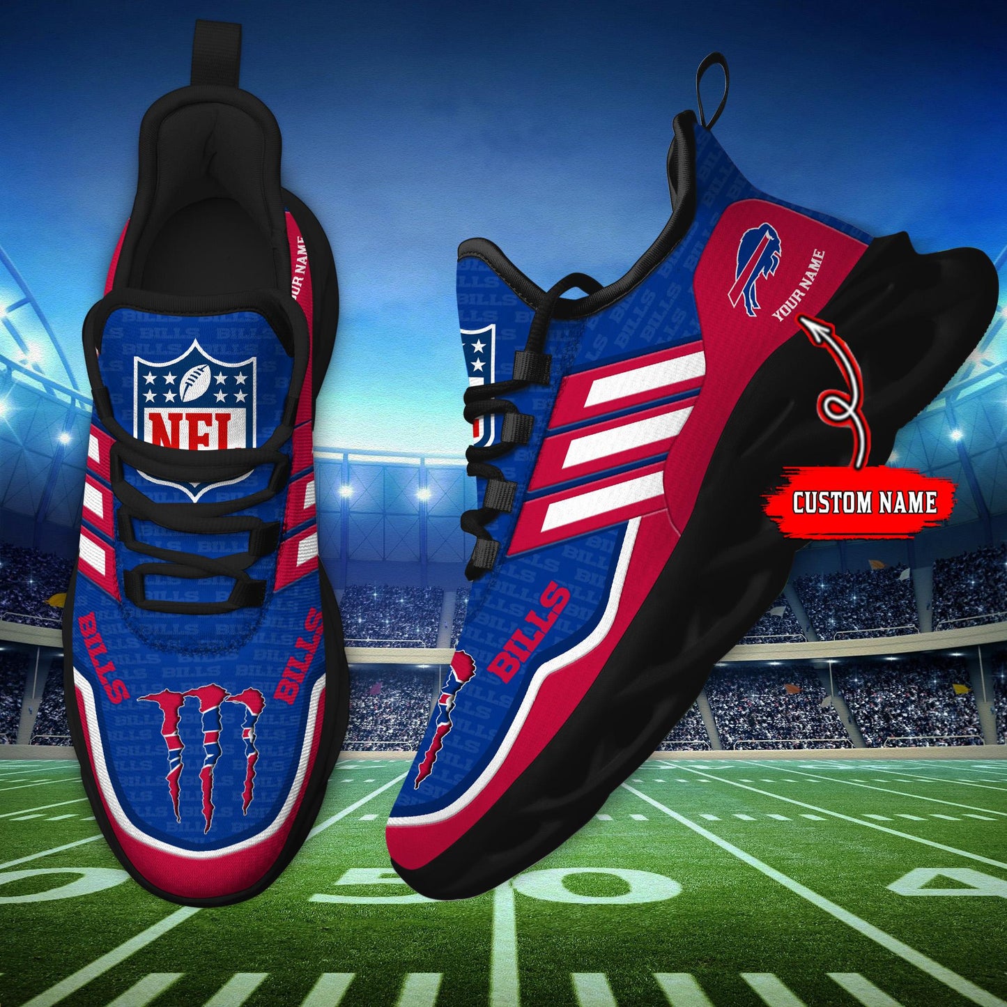 Ideafootwear Buffalo Bills Max Soul Shoes Sneakers For Men And Women