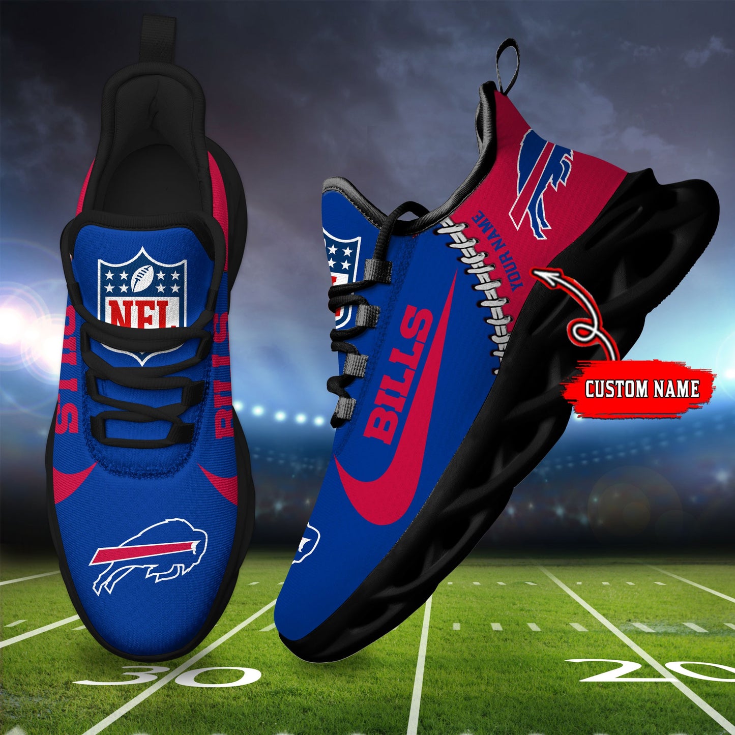 Ideafootwear Buffalo Bills NFL Max Soul Shoes Sneakers For Men And Women