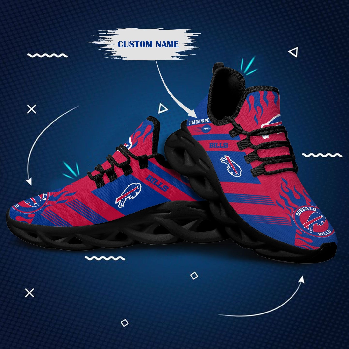 Ideafootwear Buffalo Bills NFL Max Soul Shoes Sneakers For Men And Women