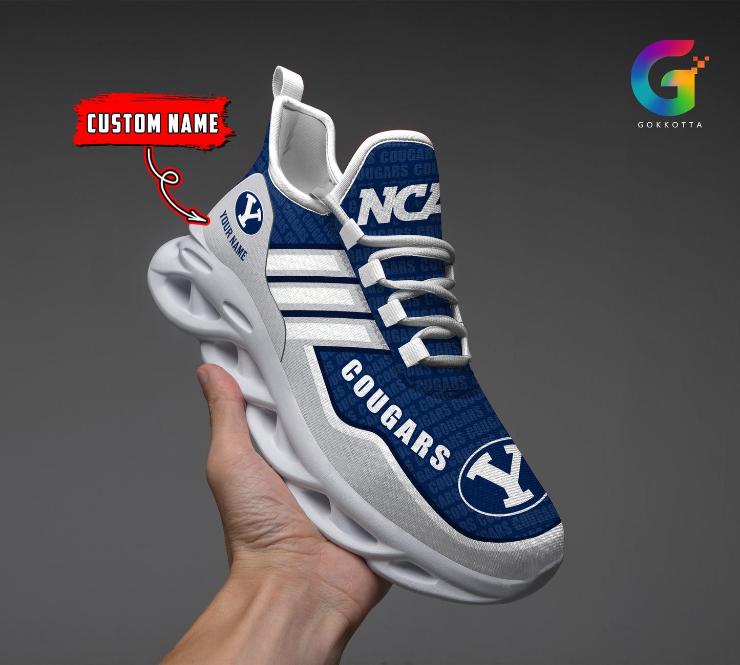 Ideafootwear BYU Cougars NCAA Max Soul Shoes Sneakers For Men And Women