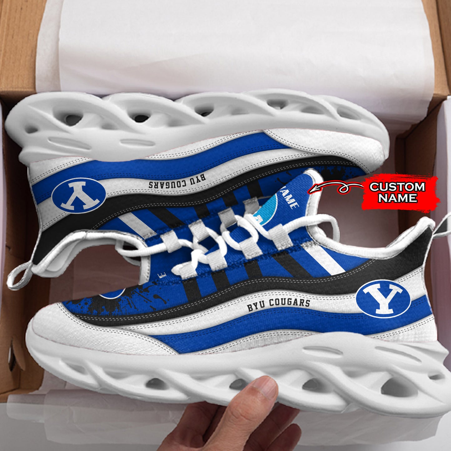 Ideafootwear BYU Cougars NCAA Max Soul Shoes Sneakers For Men And Women