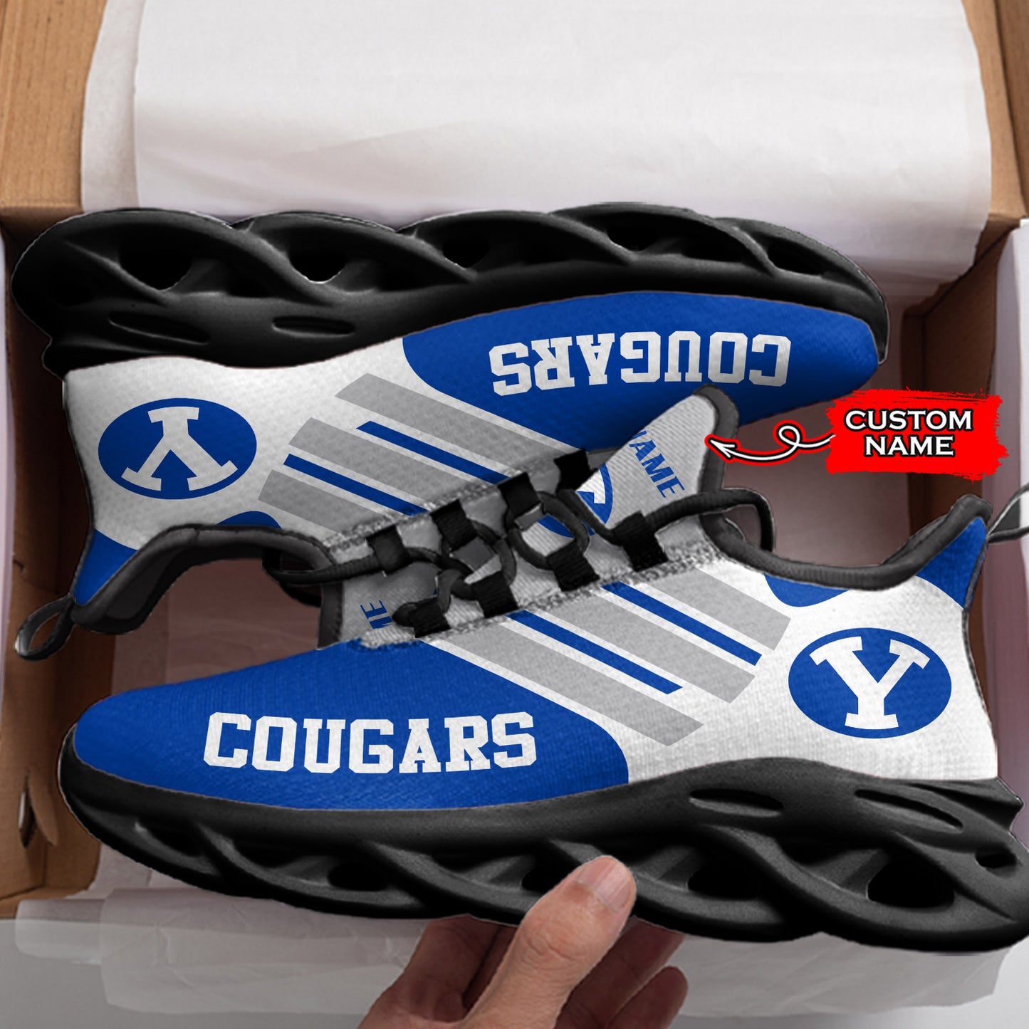 Ideafootwear BYU Cougars NCAA Max Soul Shoes Sneakers For Men And Women