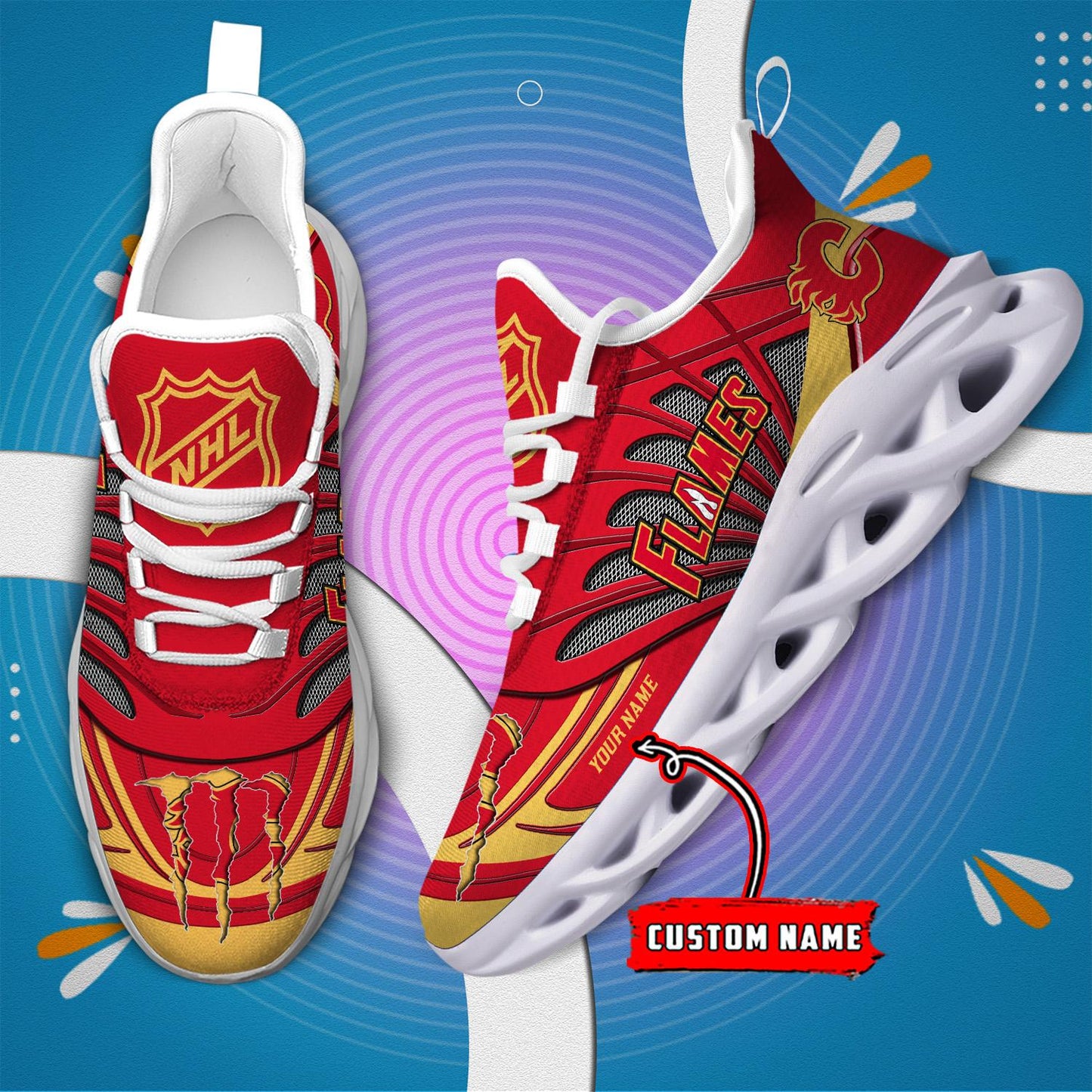 Ideafootwear Calgary Flames Max Soul Shoes Sneakers For Men And Women
