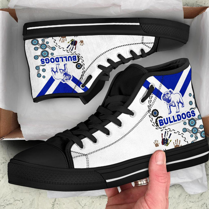 Ideafootwear Canterbury-Bankstown Bulldogs High Top Canvas Sneakers Shoes For Men And Women