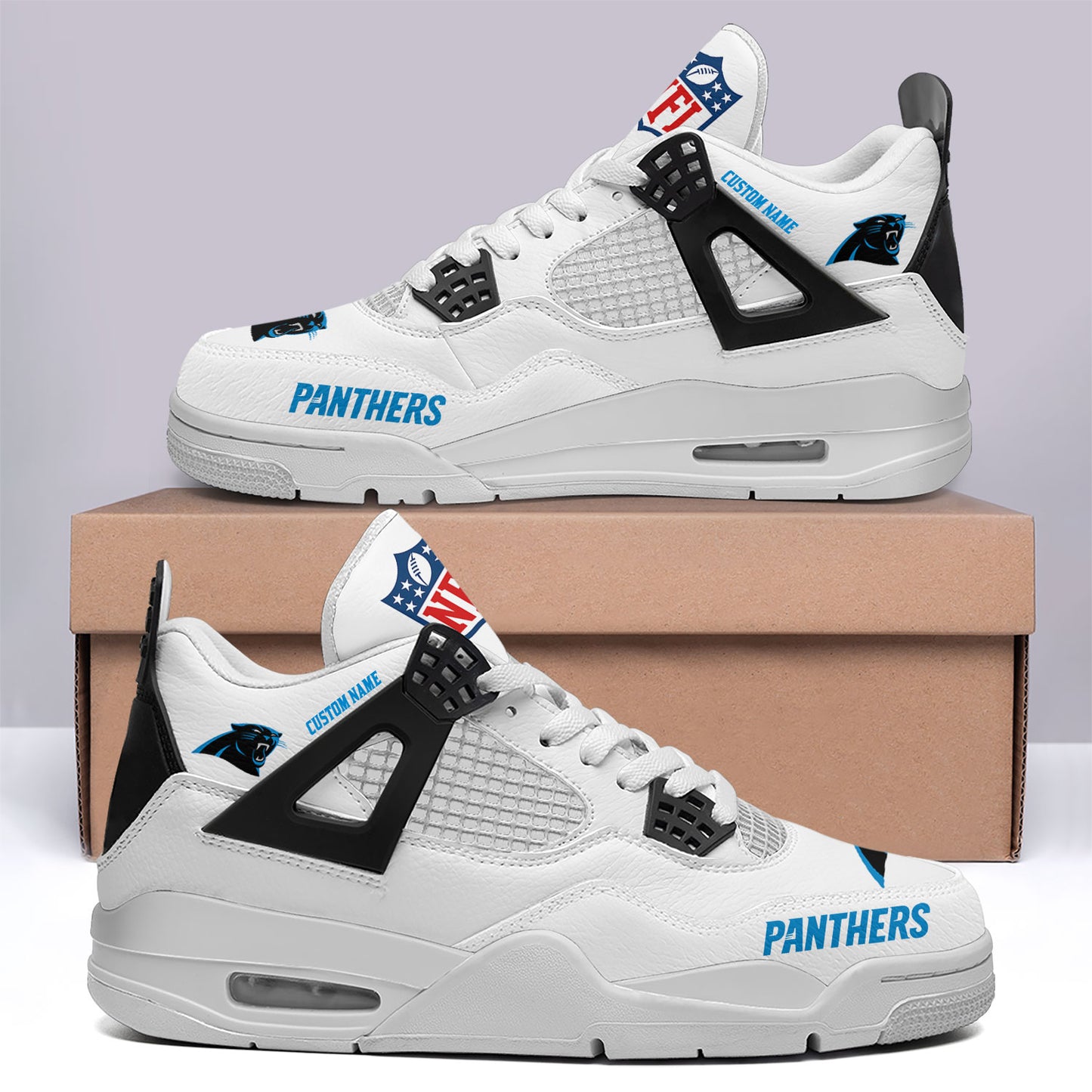 Ideafootwear Carolina Panthers AJ4 Sneakers Shoes For Men And Women