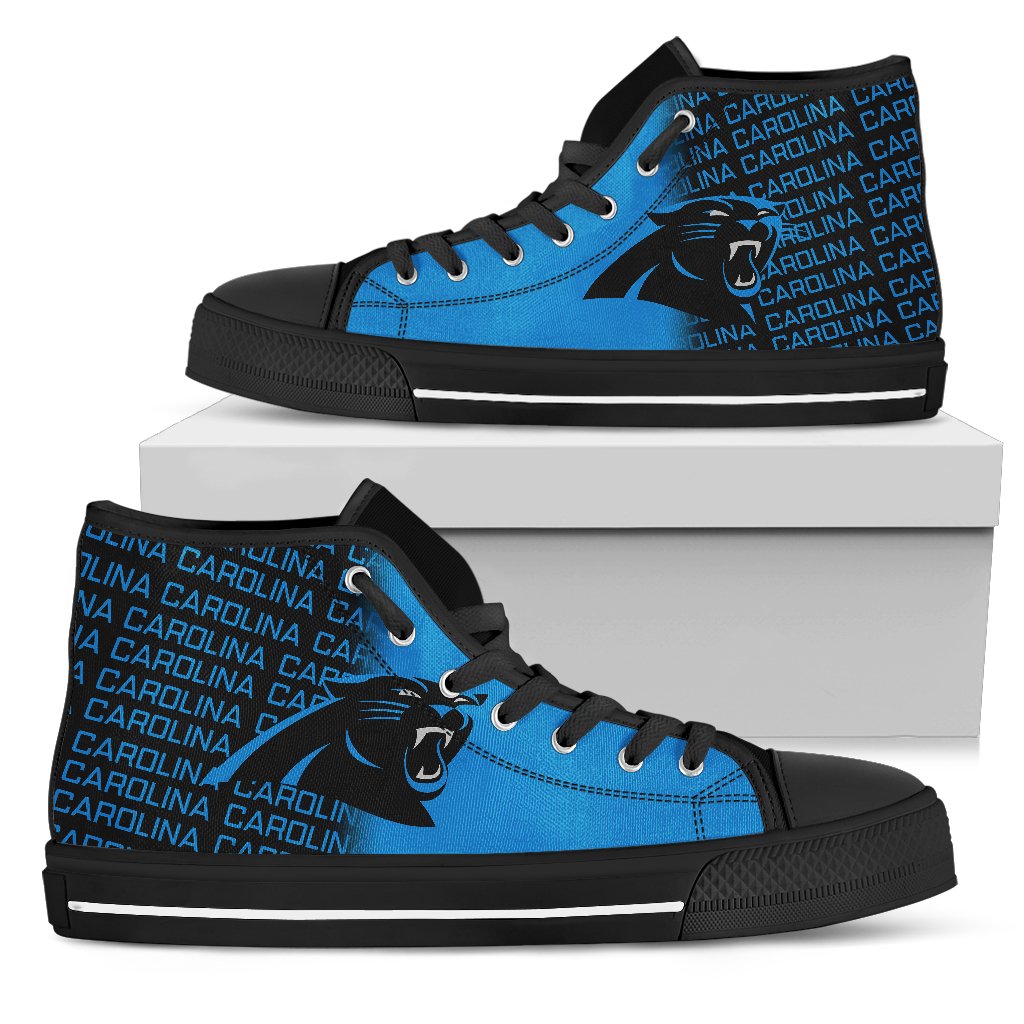 Ideafootwear Carolina Panthers High Top Canvas Sneakers Shoes For Men And Women