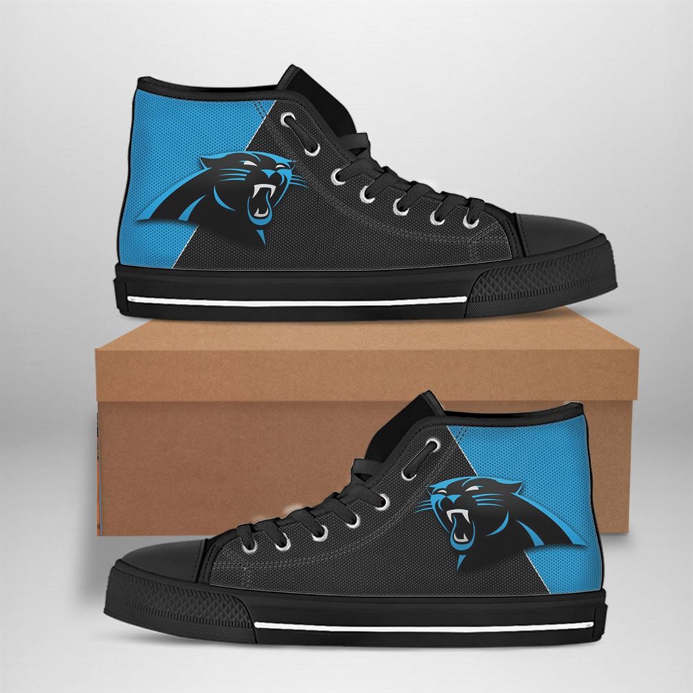 Ideafootwear Carolina Panthers High Top Canvas Sneakers Shoes For Men And Women