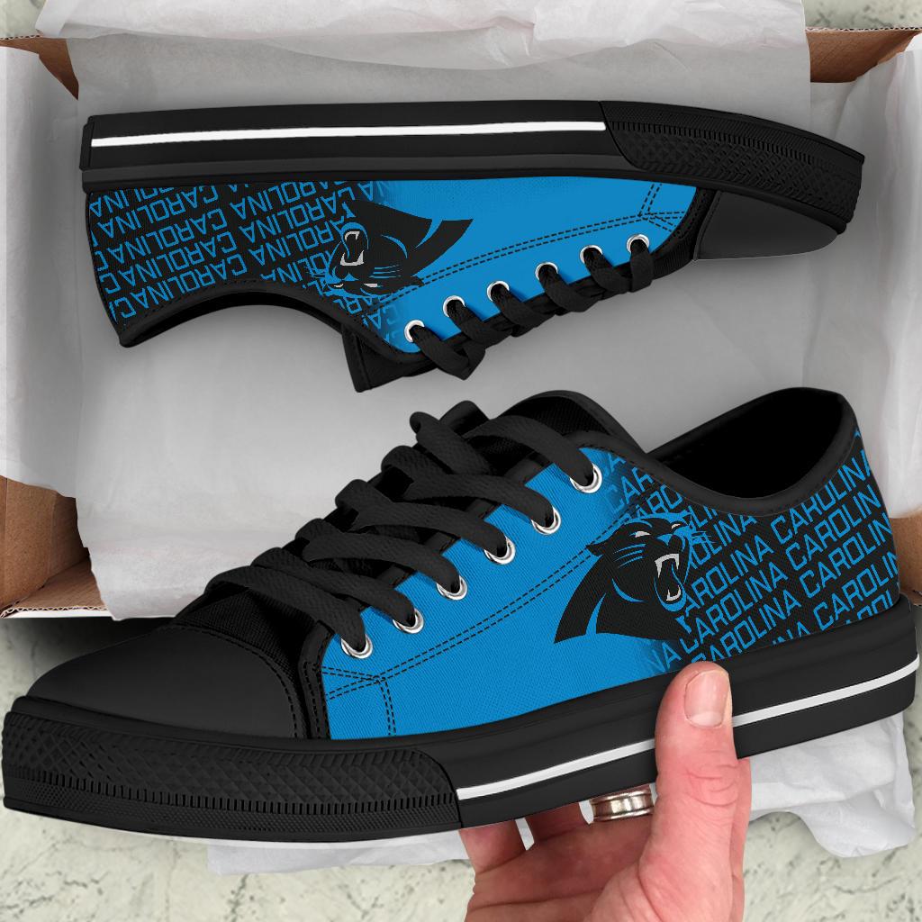 Ideafootwear Carolina Panthers Low Top Canvas Sneakers Shoes For Men And Women