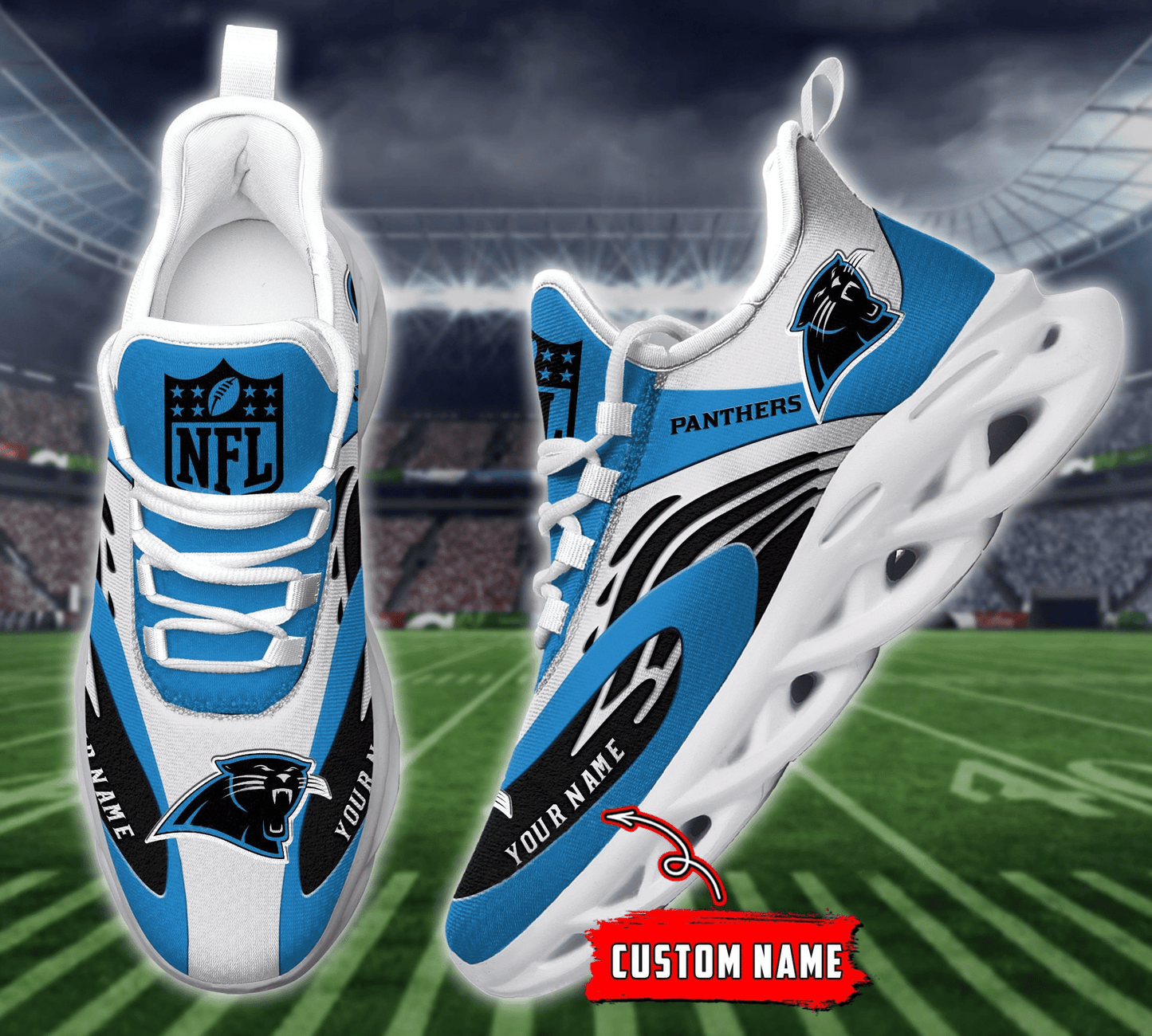Ideafootwear Carolina Panthers NFL Max Soul Shoes Sneakers For Men And Women