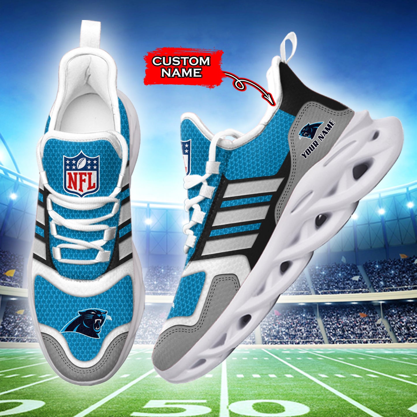 Ideafootwear Carolina Panthers NFL Max Soul Shoes Sneakers For Men And Women
