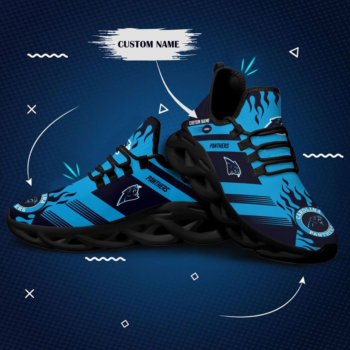 Ideafootwear Carolina Panthers NFL Max Soul Shoes Sneakers For Men And Women