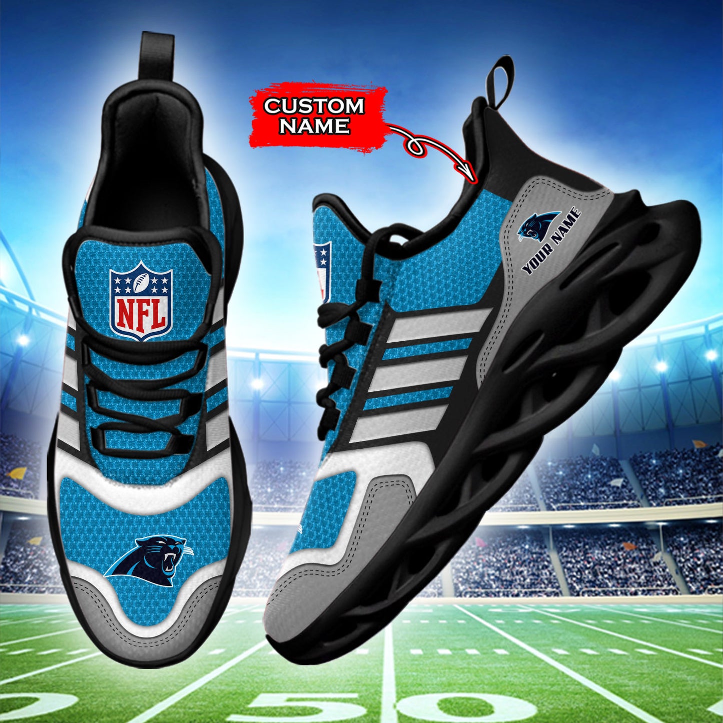 Ideafootwear Carolina Panthers NFL Max Soul Shoes Sneakers For Men And Women