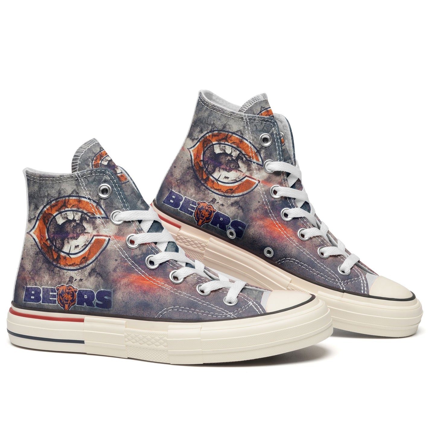 Ideafootwear Chicago Bears High Top Canvas Sneakers Shoes For Men And Women