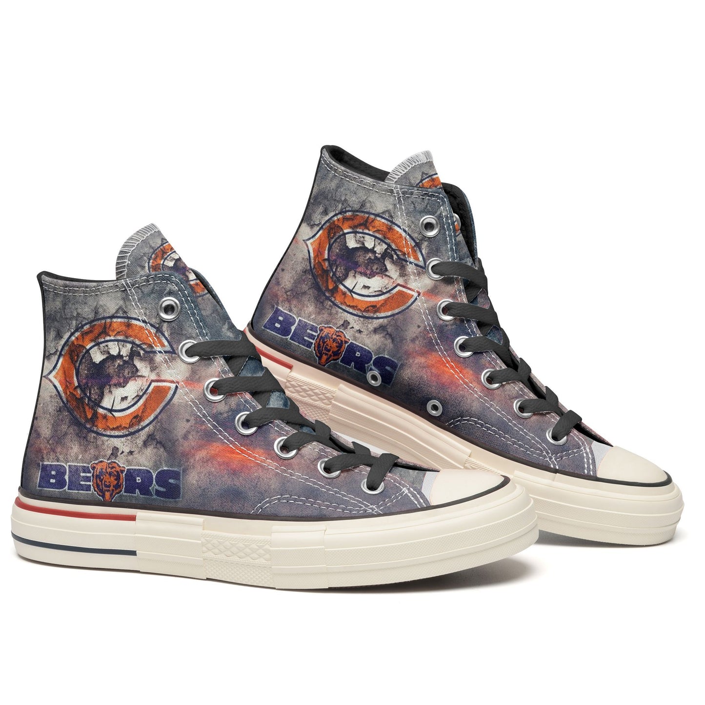 Ideafootwear Chicago Bears High Top Canvas Sneakers Shoes For Men And Women