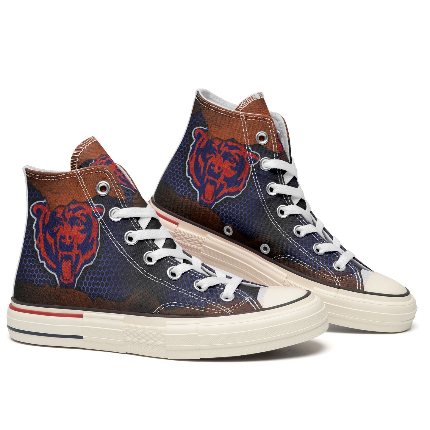 Ideafootwear Chicago Bears High Top Canvas Sneakers Shoes For Men And Women