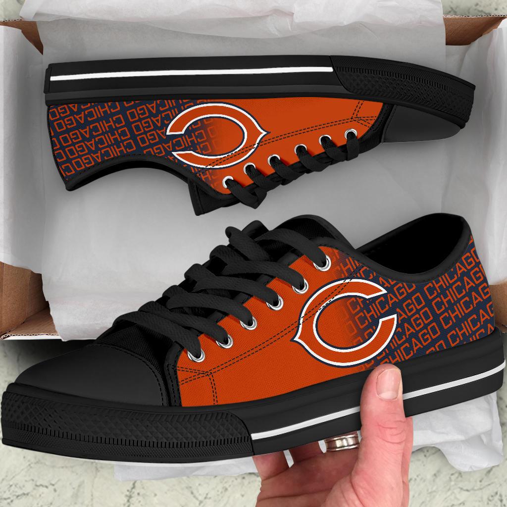 Ideafootwear Chicago Bears Low Top Canvas Sneakers Shoes For Men And Women