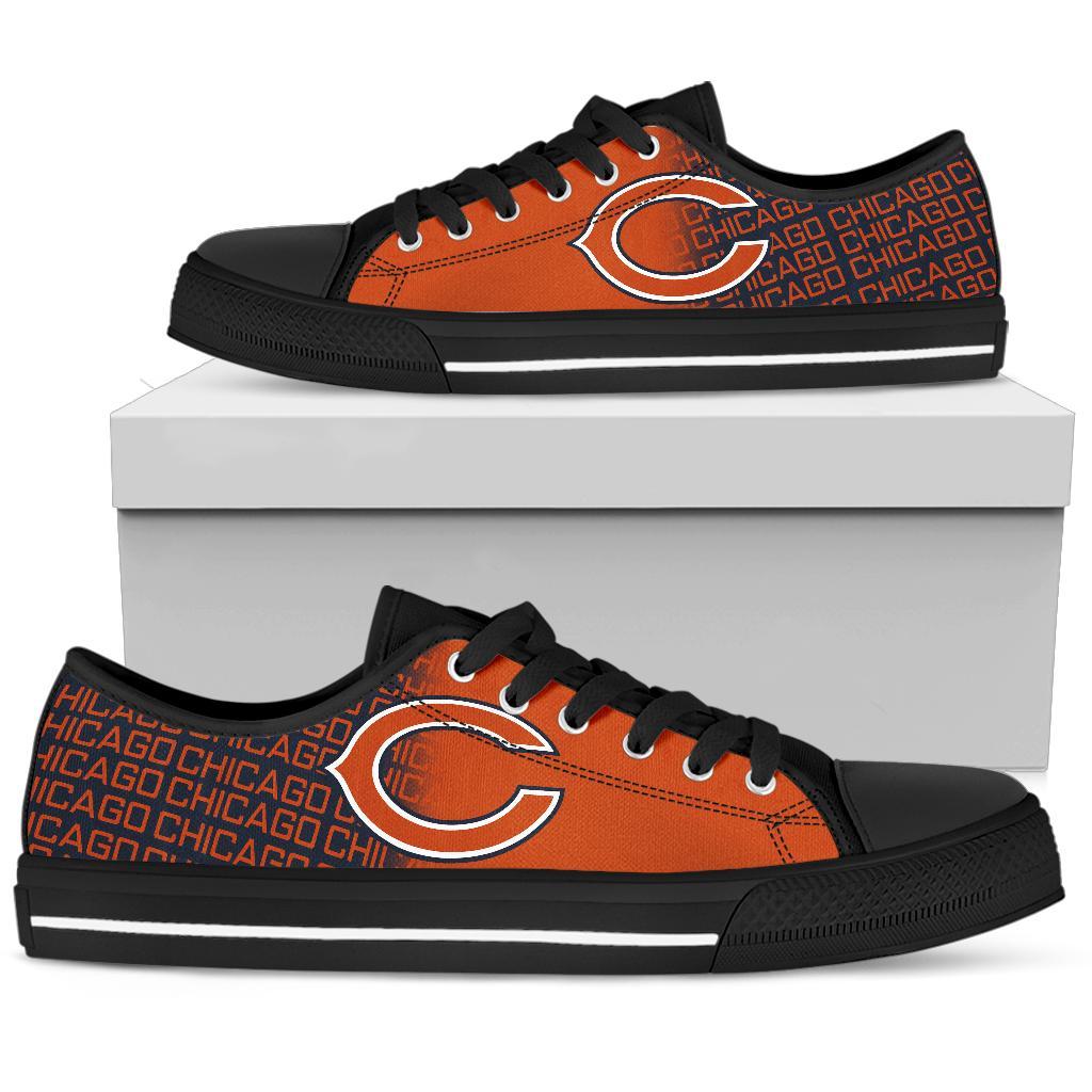 Ideafootwear Chicago Bears Low Top Canvas Sneakers Shoes For Men And Women