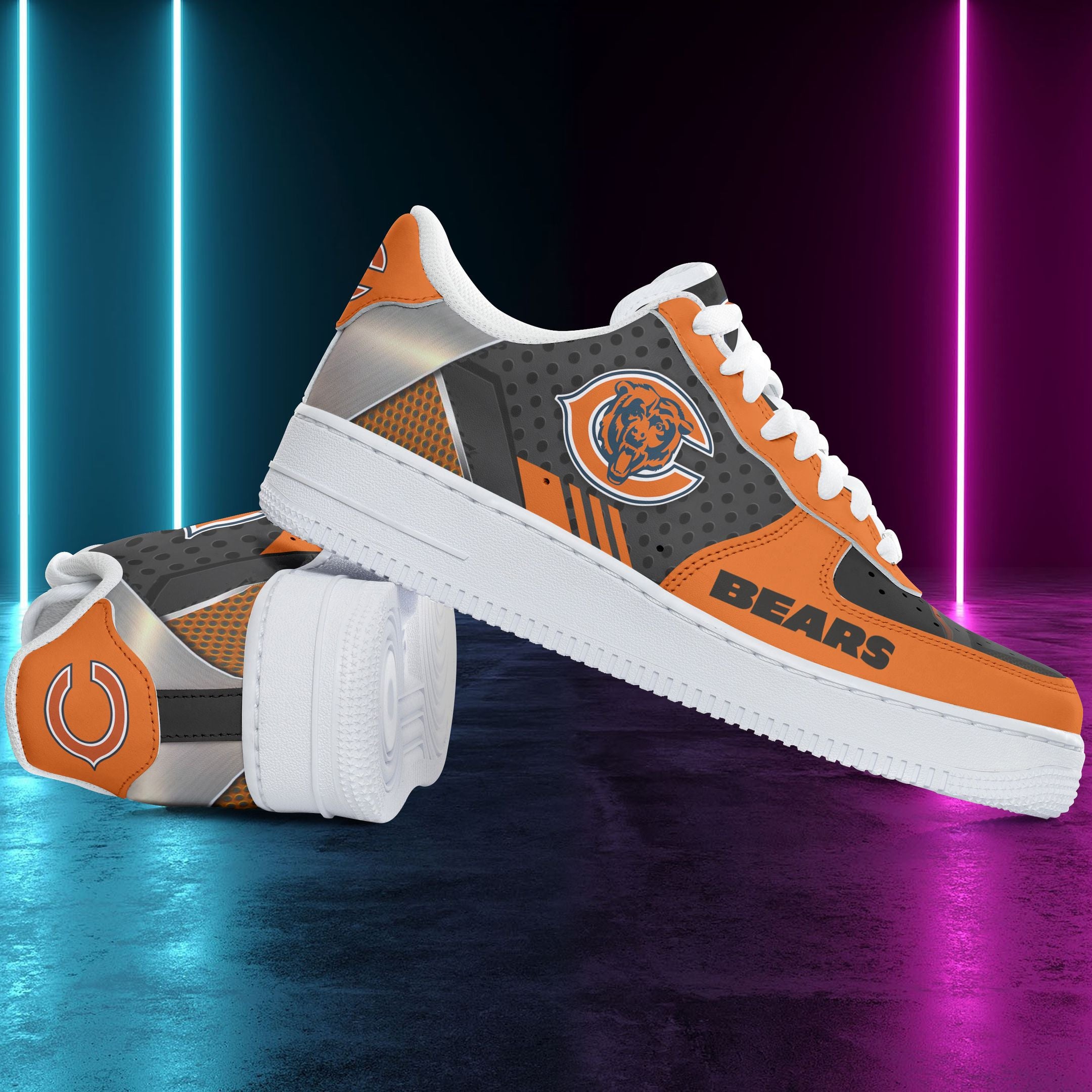 Ideafootwear Chicago Bears NFL Air Low-Top Sneakers Shoes For Men And Women