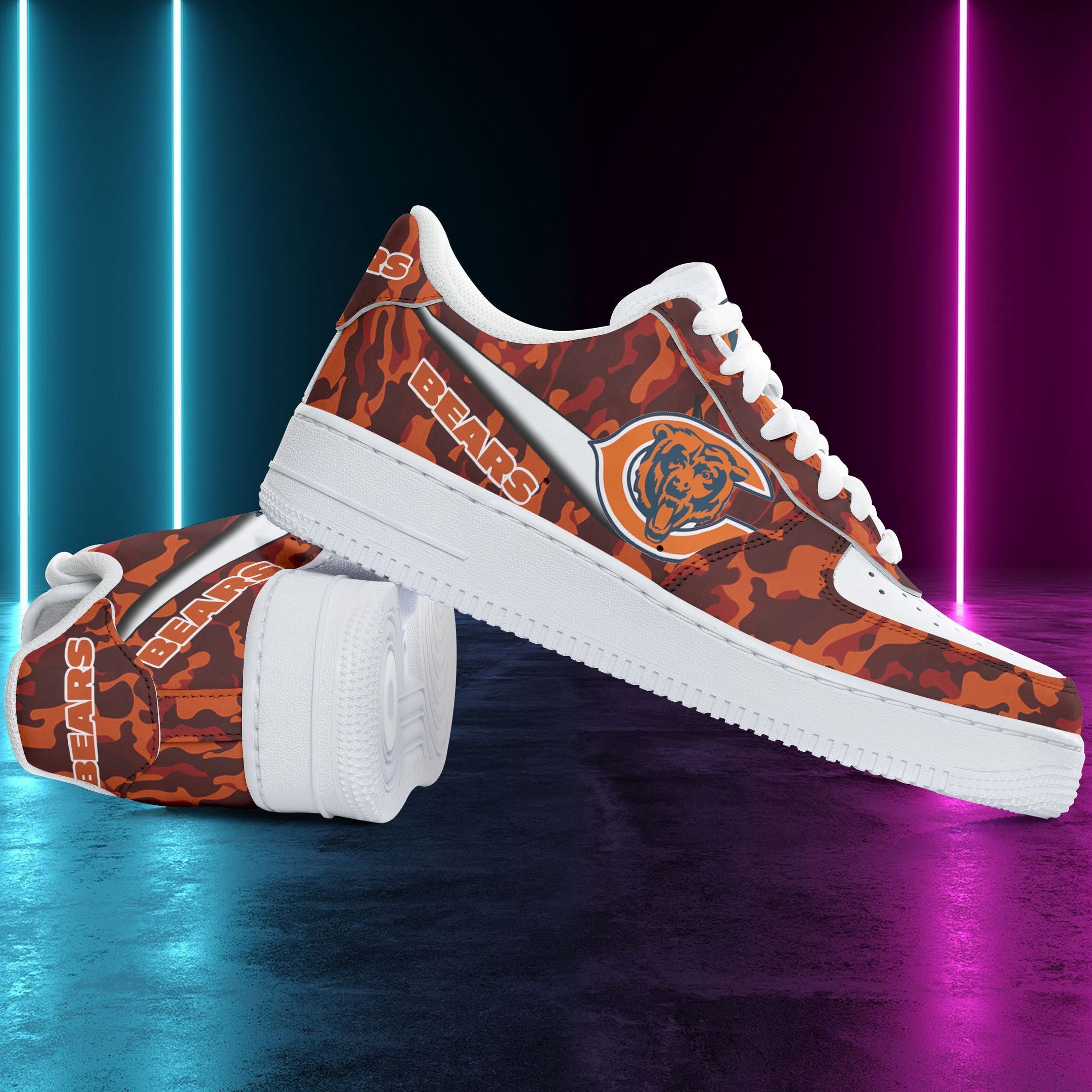Ideafootwear Chicago Bears NFL Air Low-Top Sneakers Shoes For Men And Women