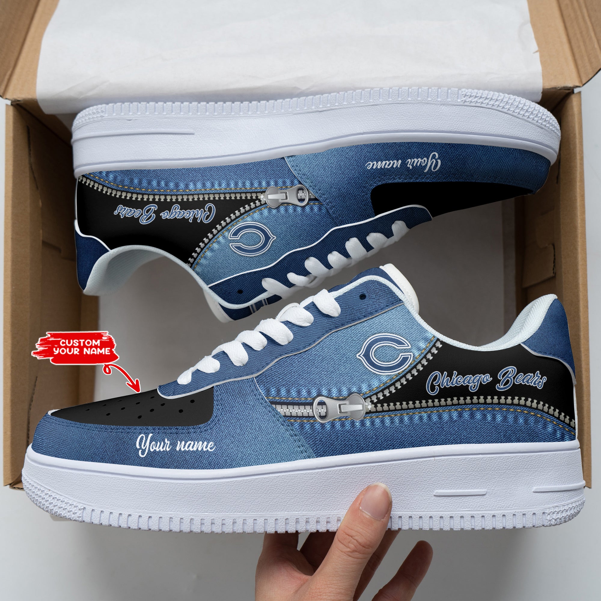 Ideafootwear Chicago Bears NFL Air Low-Top Sneakers Shoes For Men And Women
