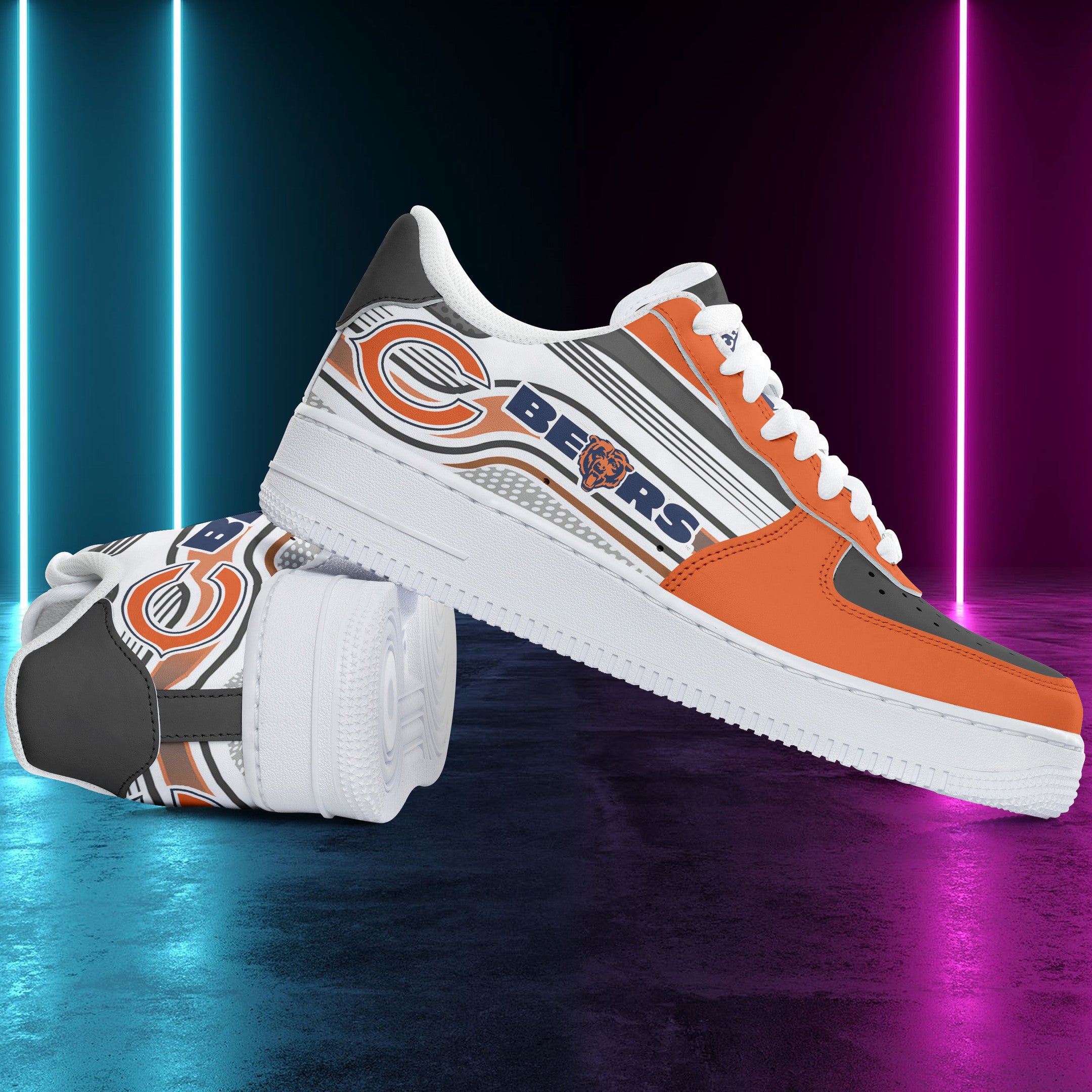 Ideafootwear Chicago Bears NFL Air Low-Top Sneakers Shoes For Men And Women