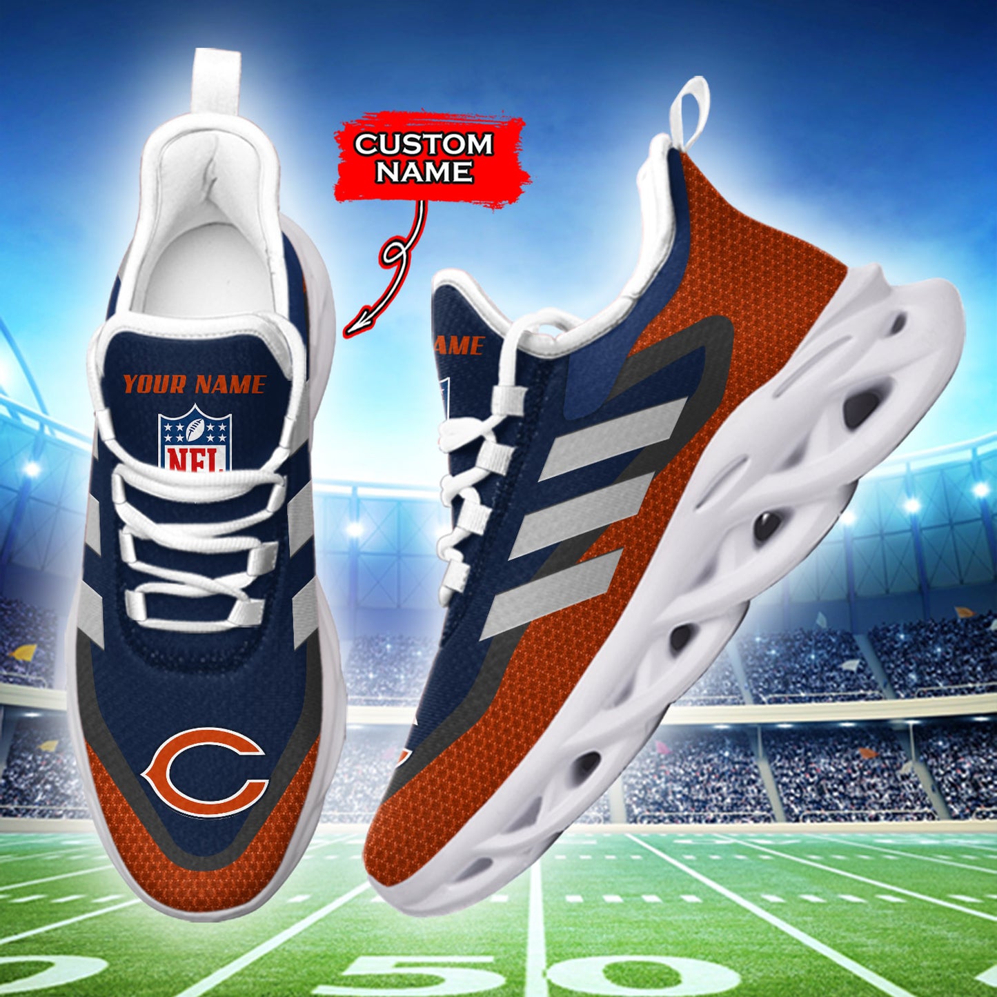 Ideafootwear Chicago Bears NFL Max Soul Shoes Sneakers For Men And Women