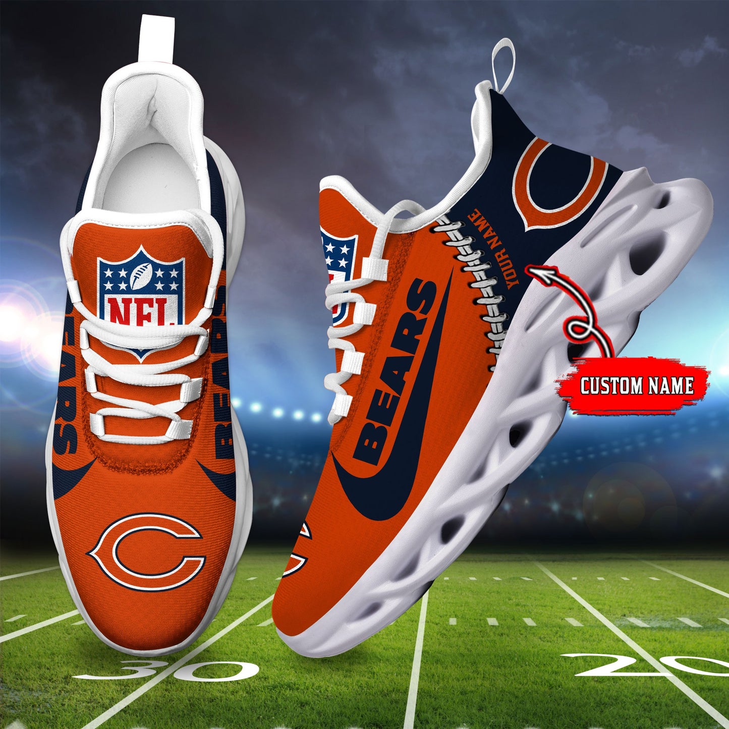 Ideafootwear Chicago Bears NFL Max Soul Shoes Sneakers For Men And Women
