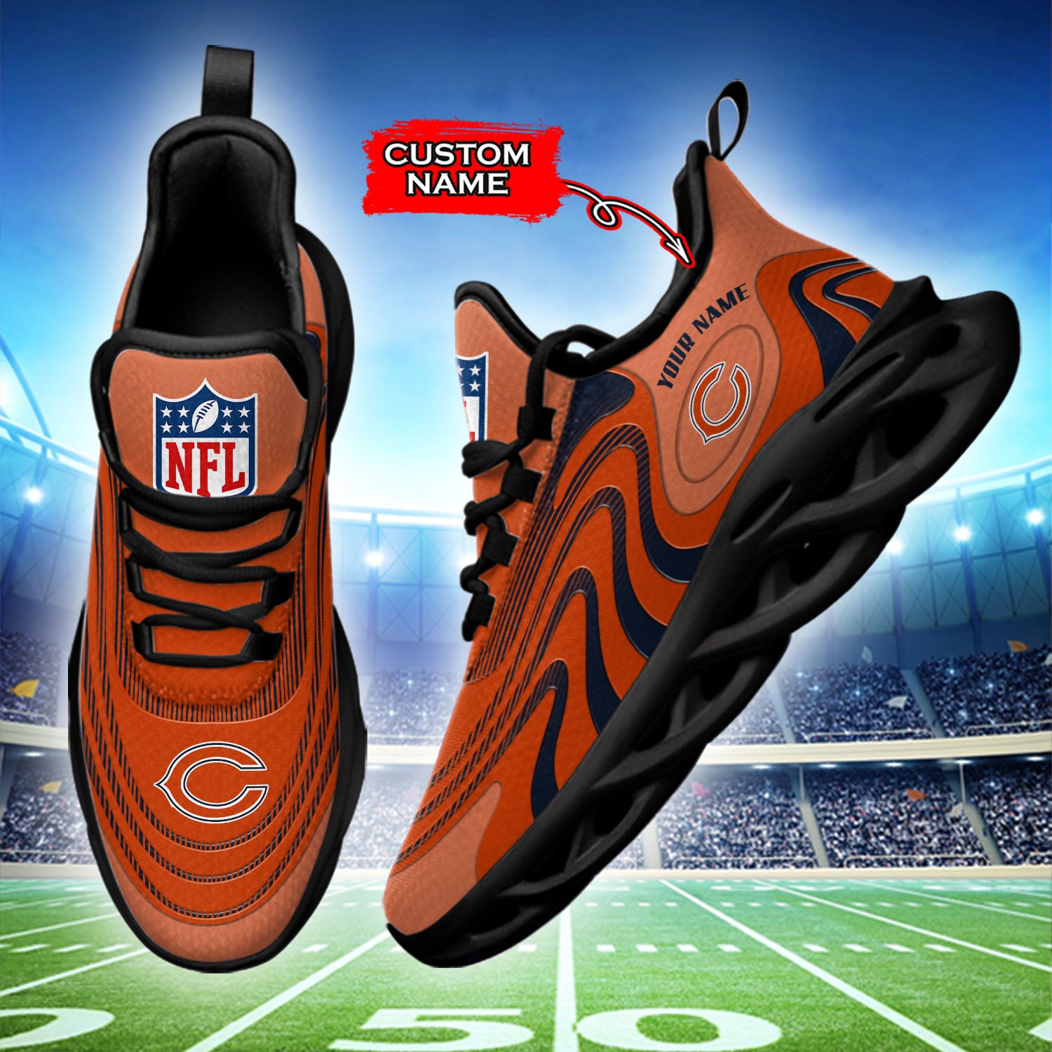 Ideafootwear Chicago Bears NFL Max Soul Shoes Sneakers For Men And Women