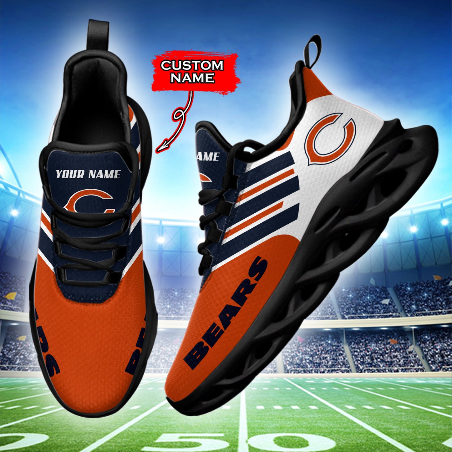 Ideafootwear Chicago Bears NFL Max Soul Shoes Sneakers For Men And Women