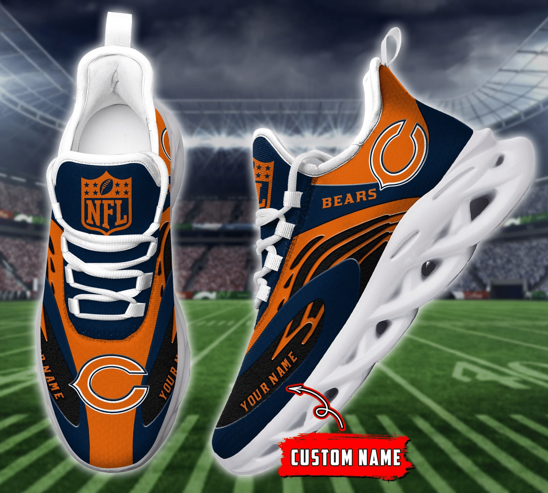 Ideafootwear Chicago Bears NFL Max Soul Shoes Sneakers For Men And Women