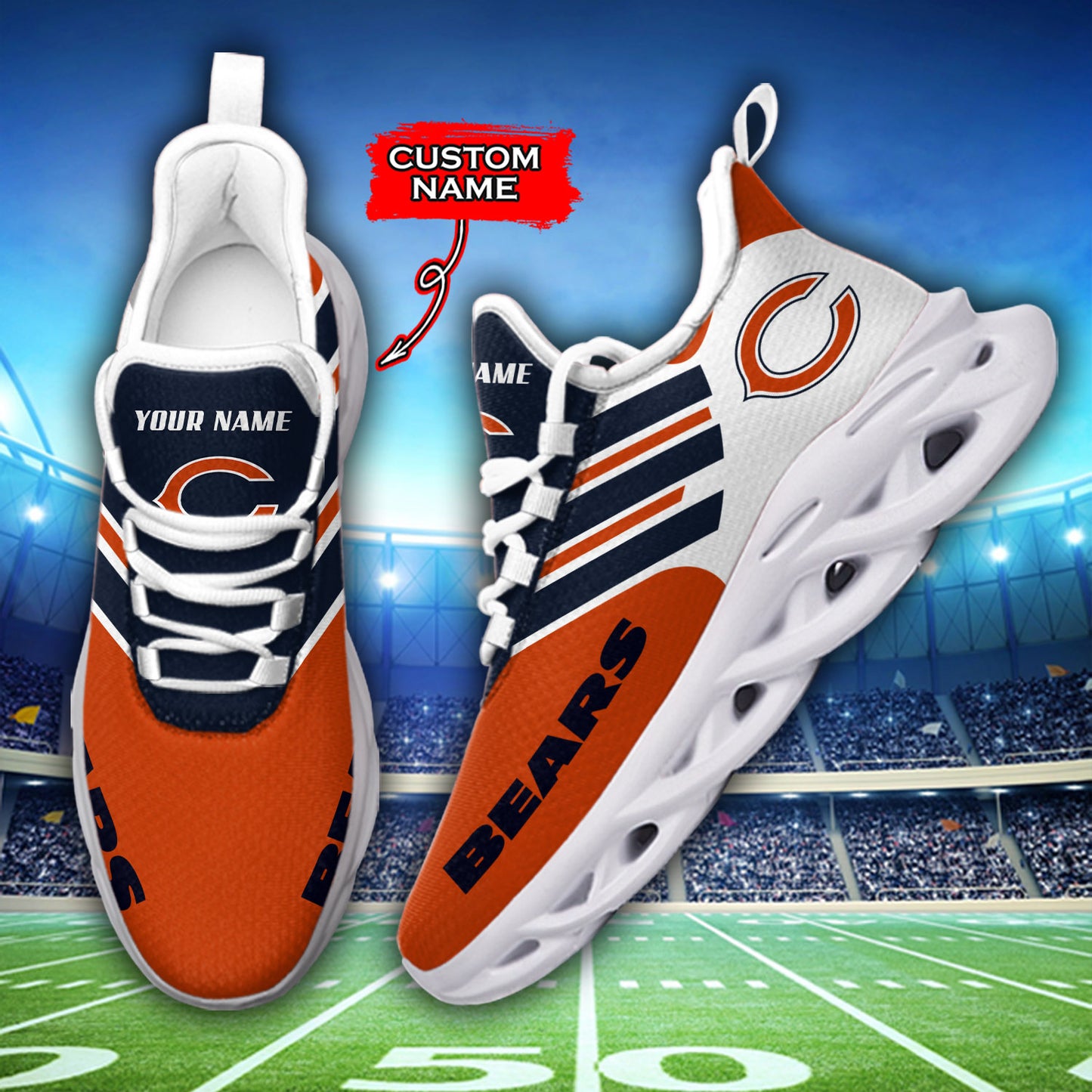 Ideafootwear Chicago Bears NFL Max Soul Shoes Sneakers For Men And Women