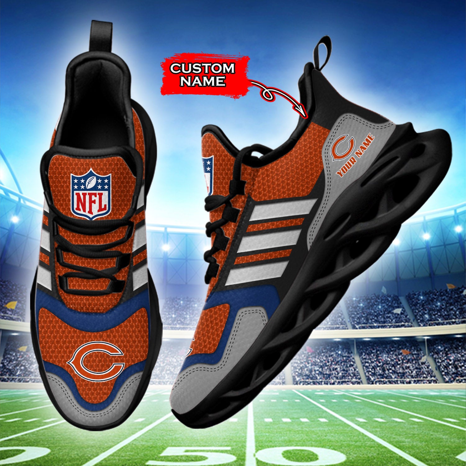 Ideafootwear Chicago Bears NFL Max Soul Shoes Sneakers For Men And Women