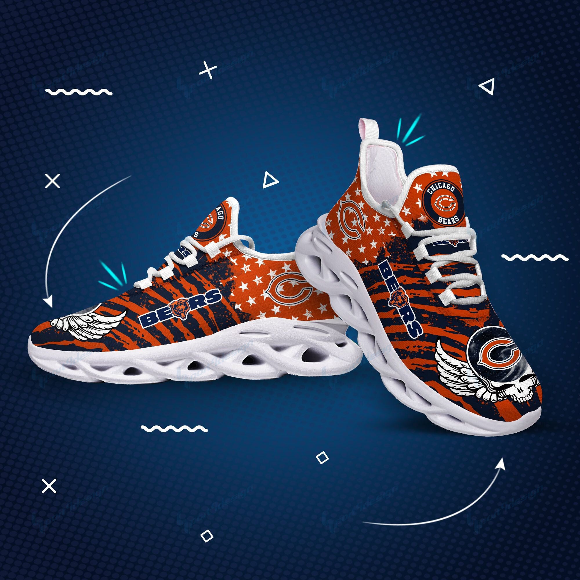 Ideafootwear Chicago Bears NFL Max Soul Shoes Sneakers For Men And Women