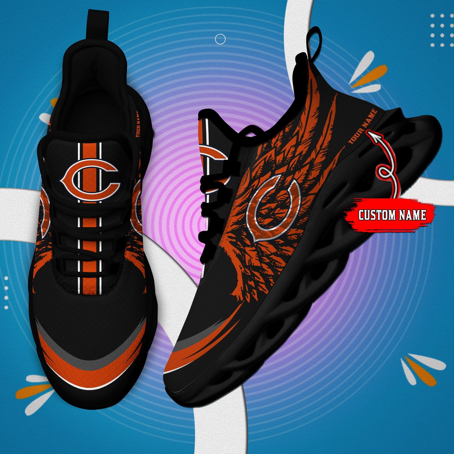 Ideafootwear Chicago Bears NFL Max Soul Shoes Sneakers For Men And Women