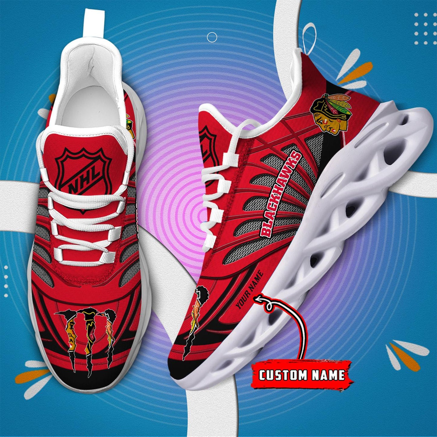 Ideafootwear Chicago Blackhawks Max Soul Shoes Sneakers For Men And Women